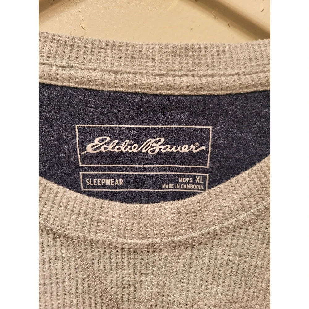 Eddie Bauer Sleepwear Men X-Large Gray Long Sleeve Crew Neck Thermal Stretch